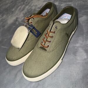 Polo Ralph Lauren Vaughn Olive Green Canvas Sneakers Men’s Size 10D NWT